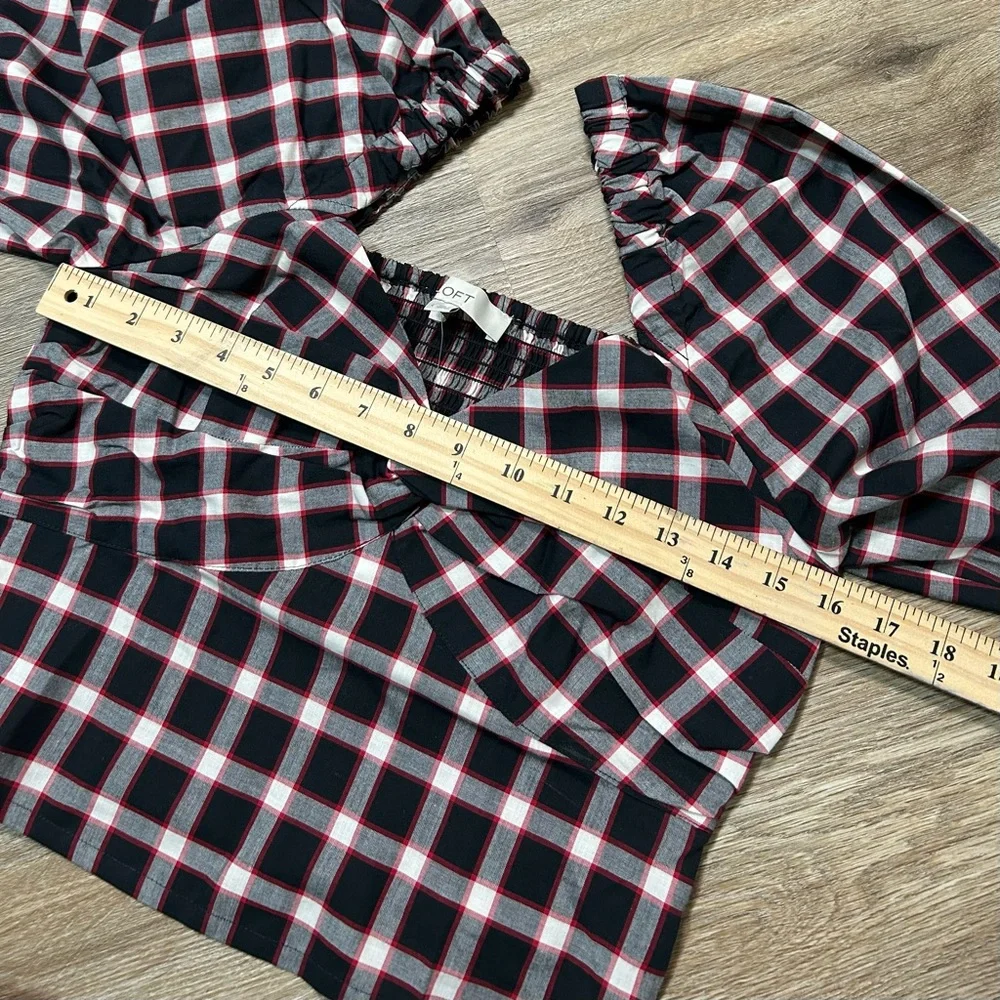 LOFT | NWT Plaid Sweetheart Blouse
